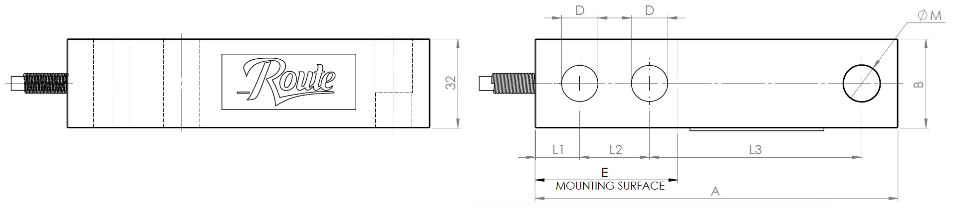 RMSB shear beam Loadcell dimensions